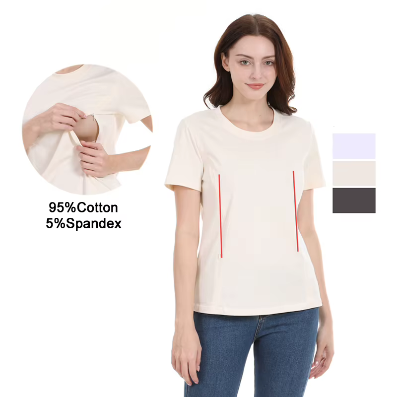 Camiseta de lactancia de verano holgada con abertura oculta - imagen 2