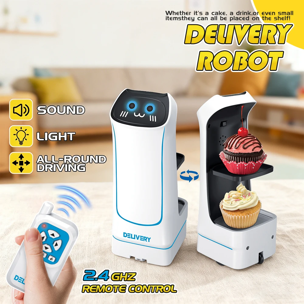 Robot RC de reparto de comida con luces y sonido para niños - imagen 2