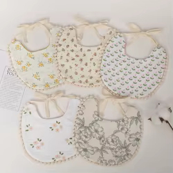 Babero muselina reversible para bebé con estampado floral