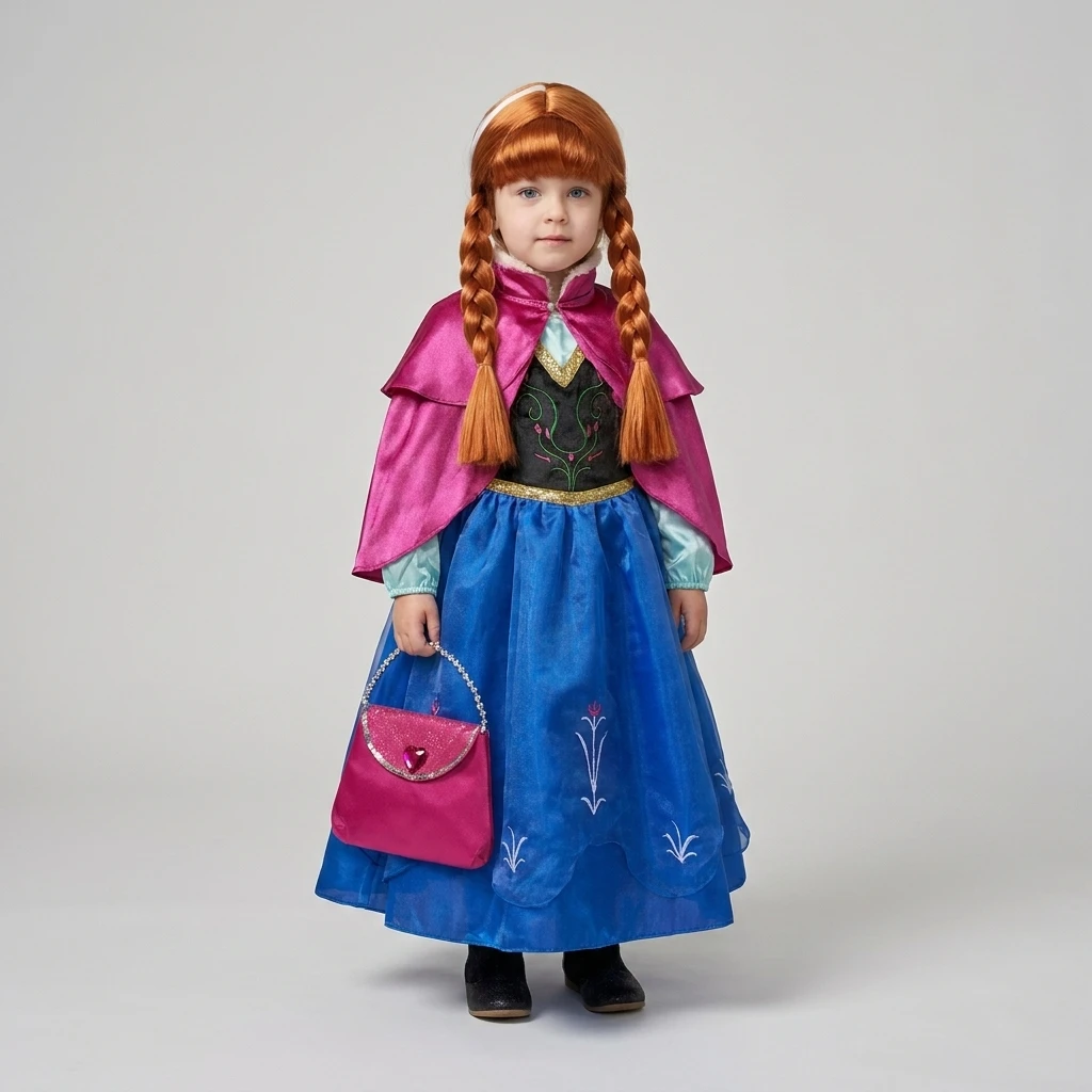 Disfraz de princesa niña con capa y peluca trenzada para fiestas - imagen 4