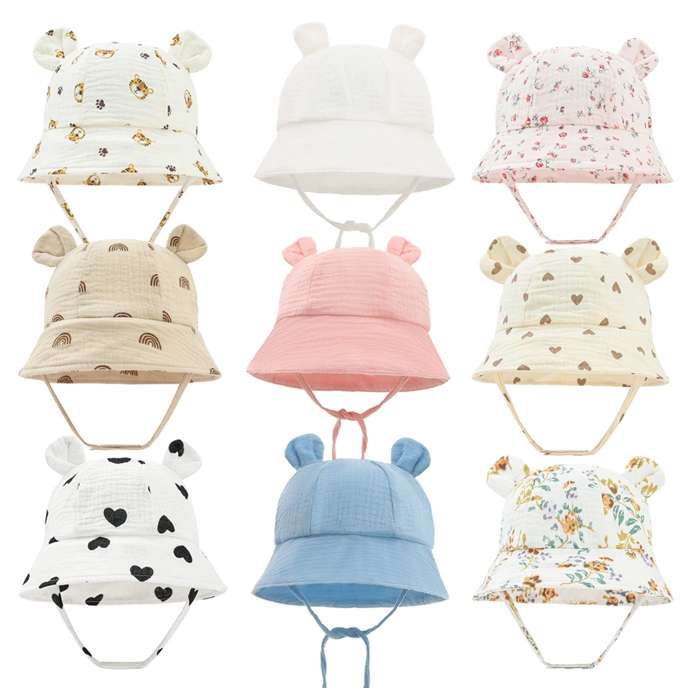Sombrero de muselina para bebé – Gorro de verano de algodón para niño y niña