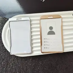 Porta carnet de identificación metálico para oficina con funda protectora