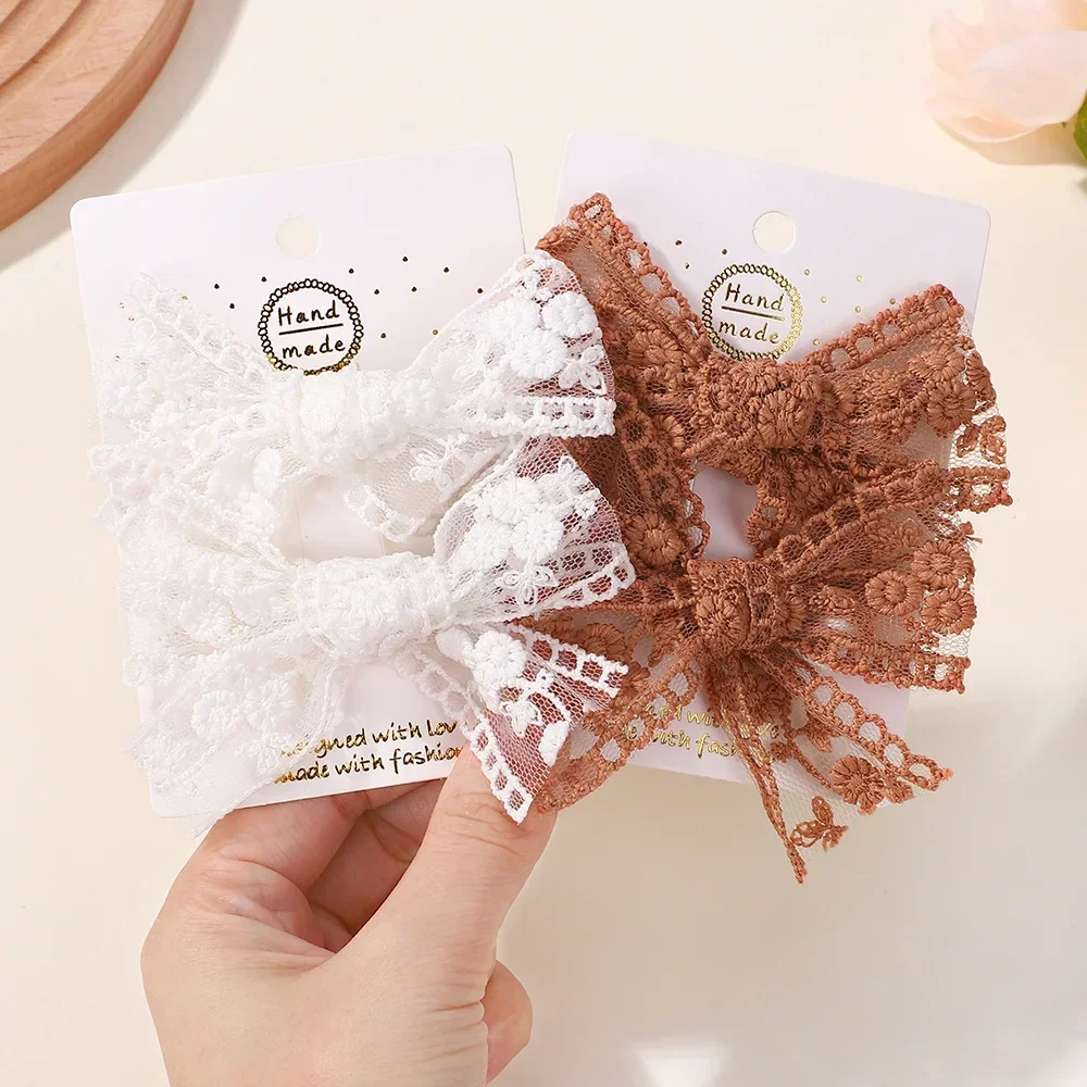 Pinzas de pelo para niñas con lazo de encaje artesanal - imagen 4