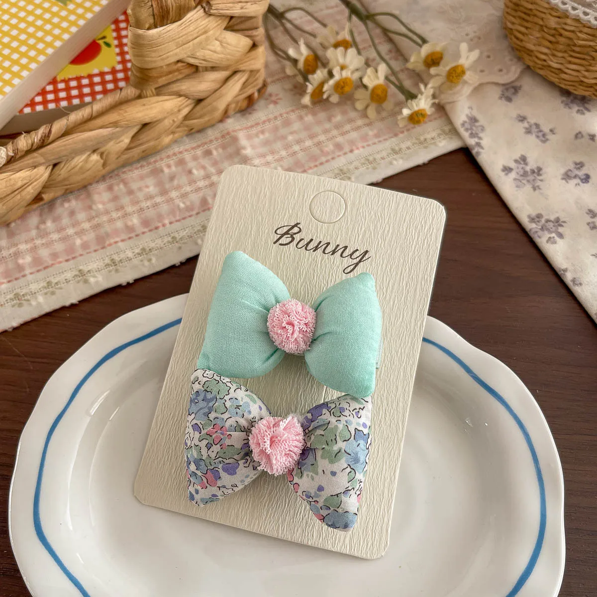 Horquilla con lazo de flores para niñas – accesorio de pelo - imagen 2