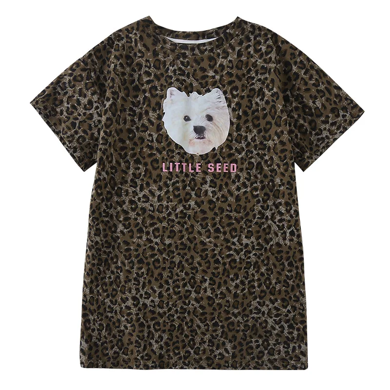 Vestido y camiseta con estampado de leopardo para hermanos