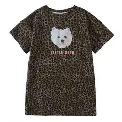 Vestido y camiseta con estampado de leopardo para hermanos