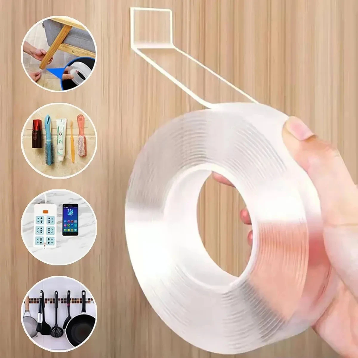 Nano cinta doble cara transparente reutilizable