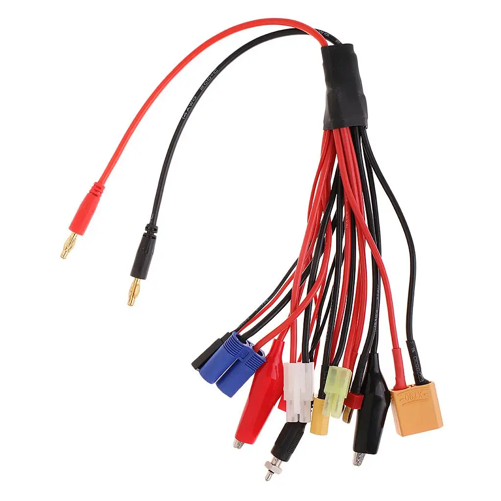 Cable de carga múltiple 10 en 1 con contactos dorados y conectores XT60 XT90