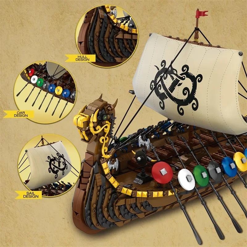 Barco vikingo de construcción – Bloques para niños - imagen 4