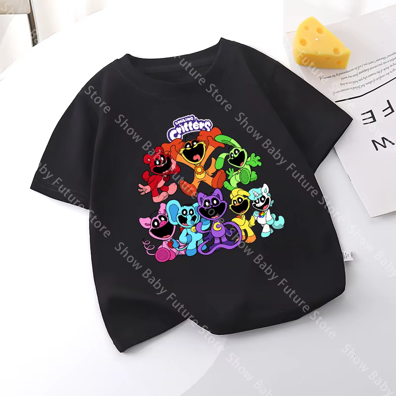 Camiseta niño negra Smilings Critters estampado dibujos animados - imagen 4