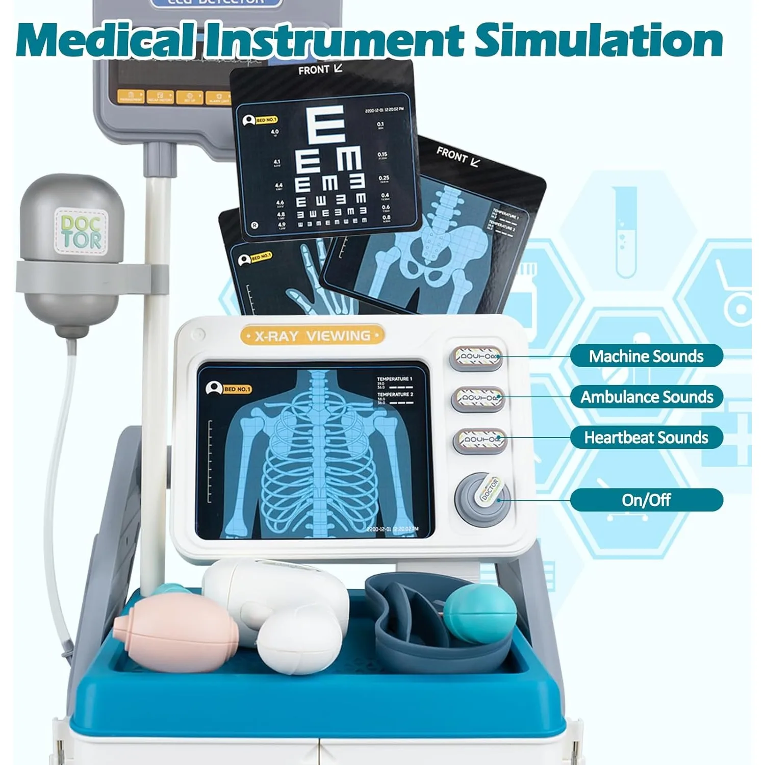 Kit médico de juguete para juego de imitación con carrito y rayos X - imagen 5