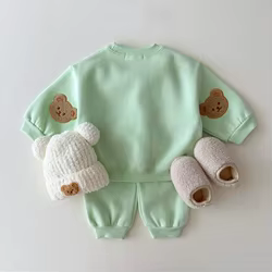 MILANCEL Conjunto sudadera y pantalón con bordado de oso para niño
