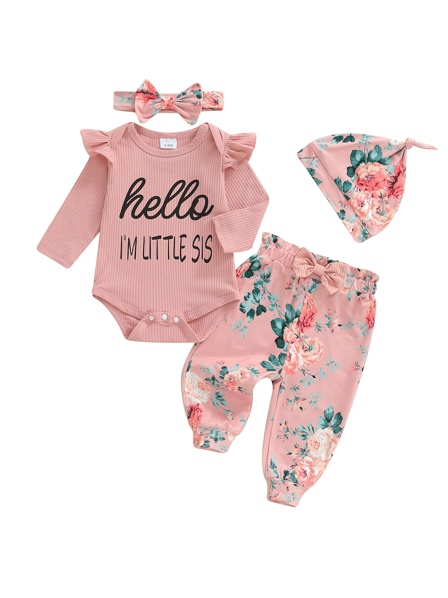 Conjunto bebé con volantes y estampado magenta