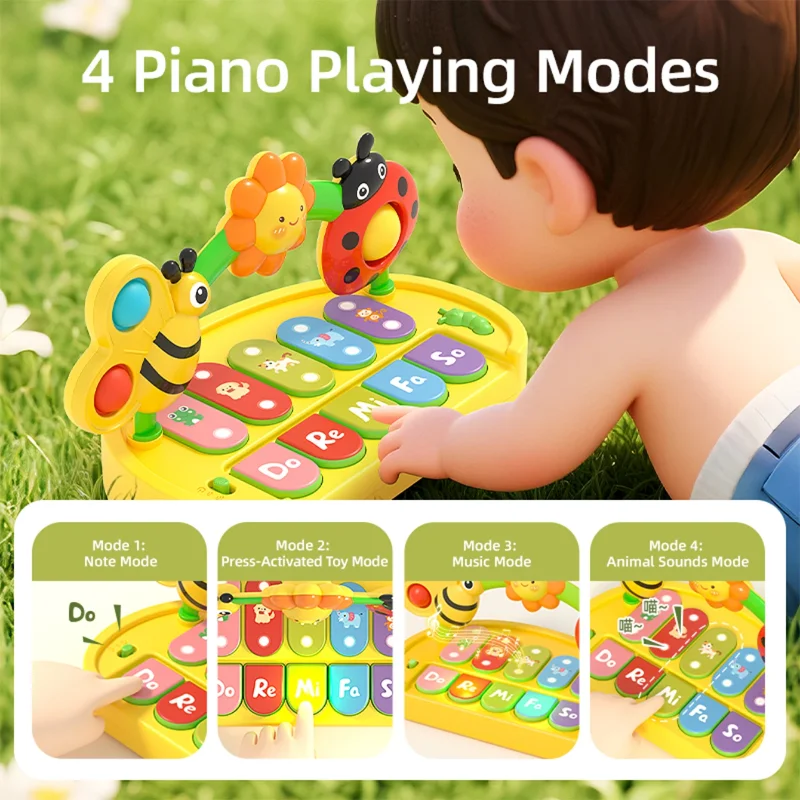 Juguete musical para bebé con teclado de piano y luces - imagen 5