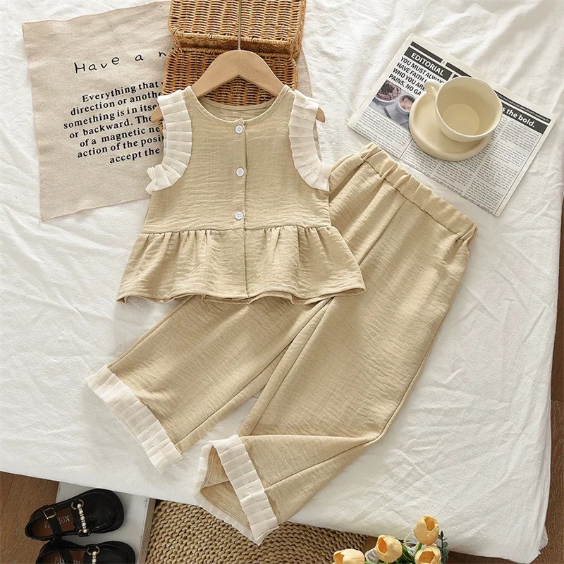 Conjunto niña verano holgado: top sin mangas y pantalón - imagen 2