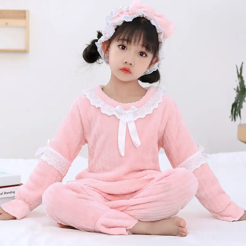 Pijama de franela cálido niña, manga larga, cómodo y grueso - imagen 3