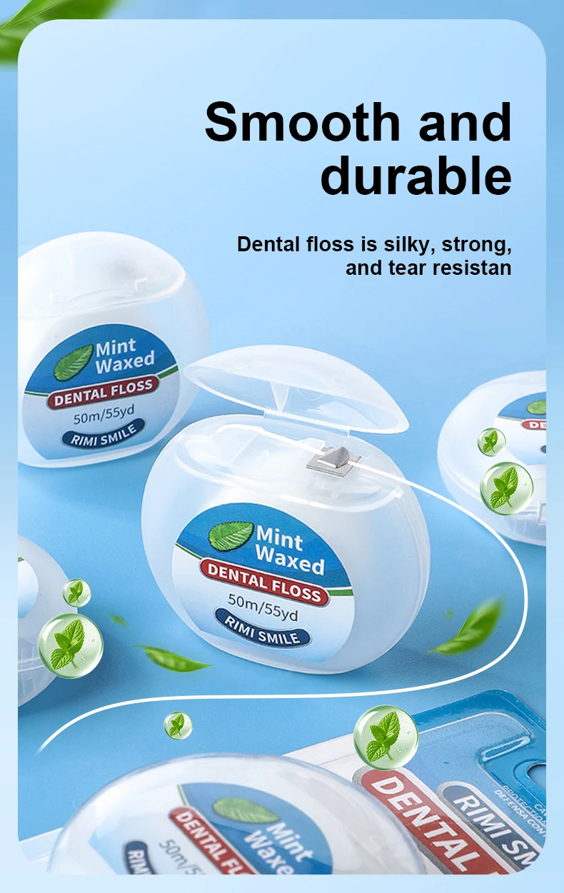 Hilo dental RIMISMILE de menta en rollos y palitos