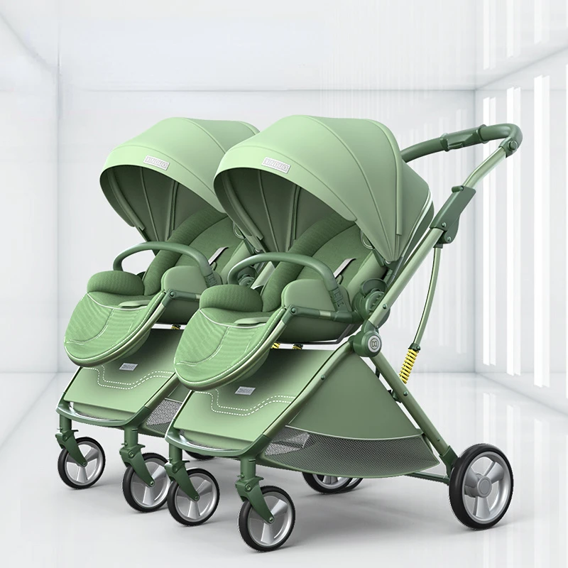 Cochecito gemelo ligero con amortiguación – Plegable y fácil de transportar - imagen 3