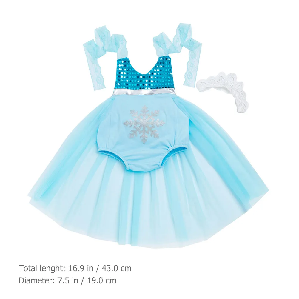 Conjunto de encaje para bebé con falda de tirantes y diadema