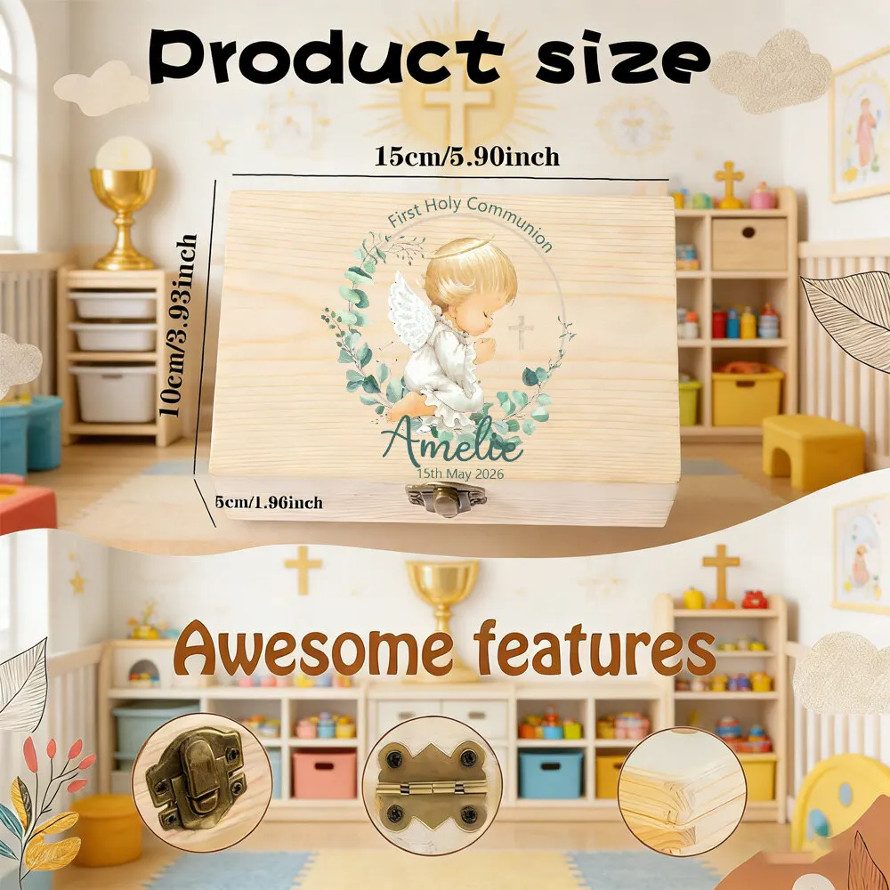 Caja de recuerdo personalizada para Primera Comunión y bautizo - imagen 3