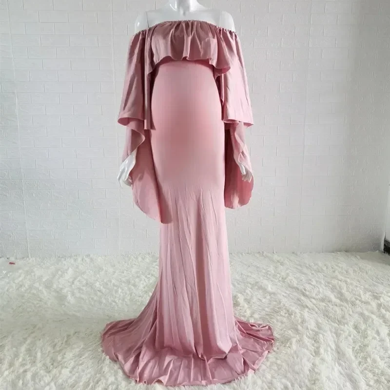 Vestidos de maternidad elásticos largos para sesiones fotográficas - imagen 5