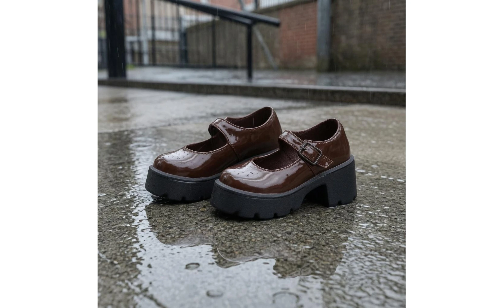 Zapatos escolares de muñeca con tacón grueso y plataforma, ideales para escenas