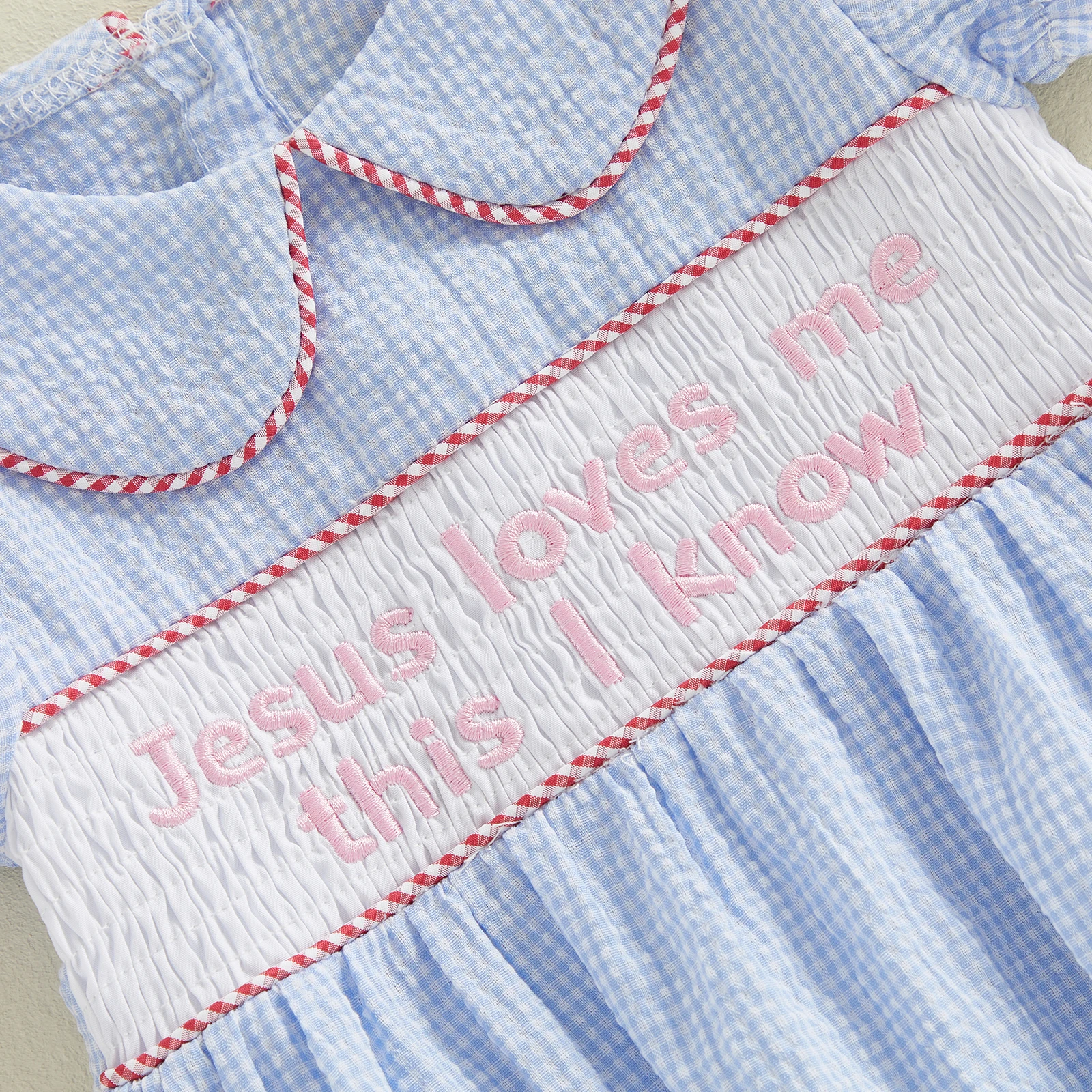 Vestido de Pascua para niña – Manga corta corte A con bordado cruzado - imagen 4