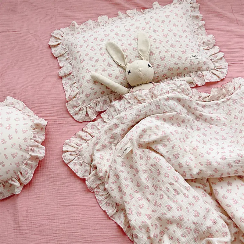 Funda nórdica de algodón con volantes para bebé – Estampado floral vintage - imagen 5