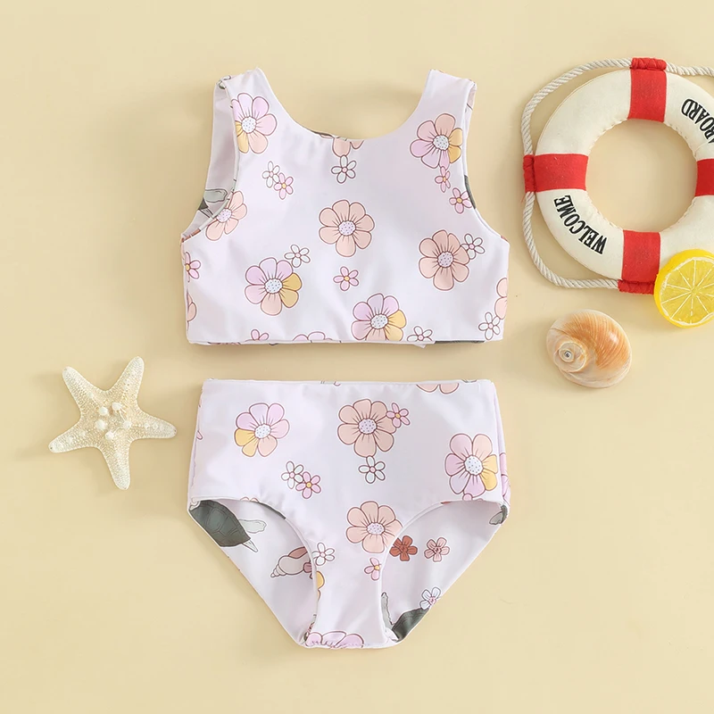 Conjunto de bikini infantil con top tankini anudado