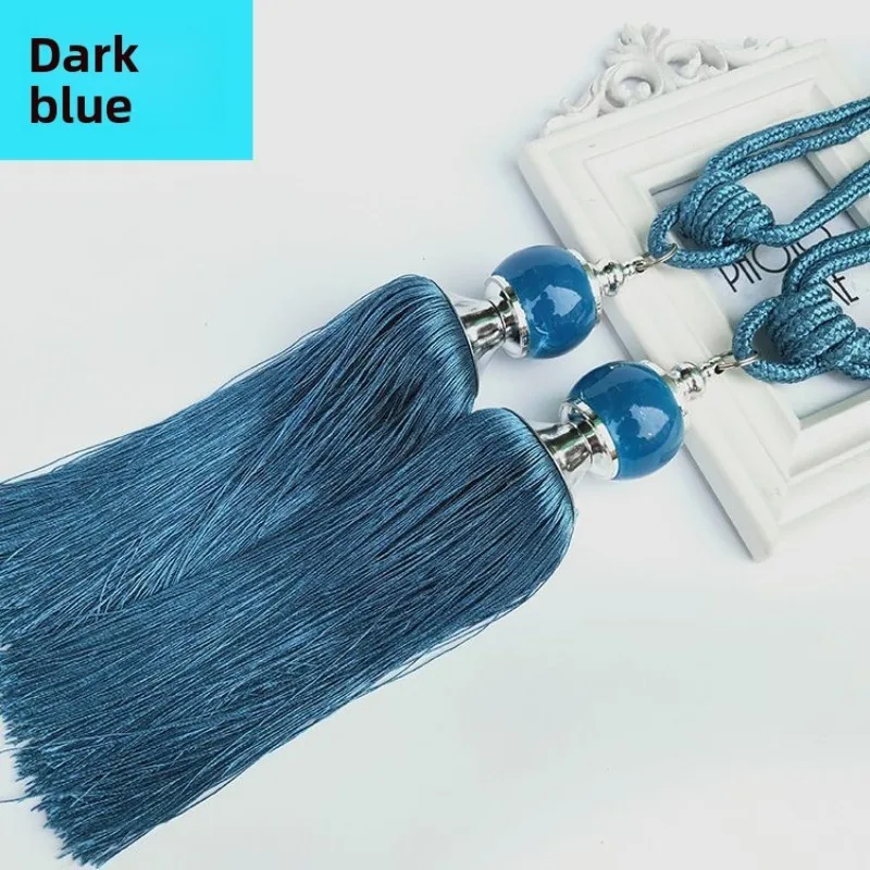 Sujetacortinas de jade con borlas y pompones para lazos - imagen 2