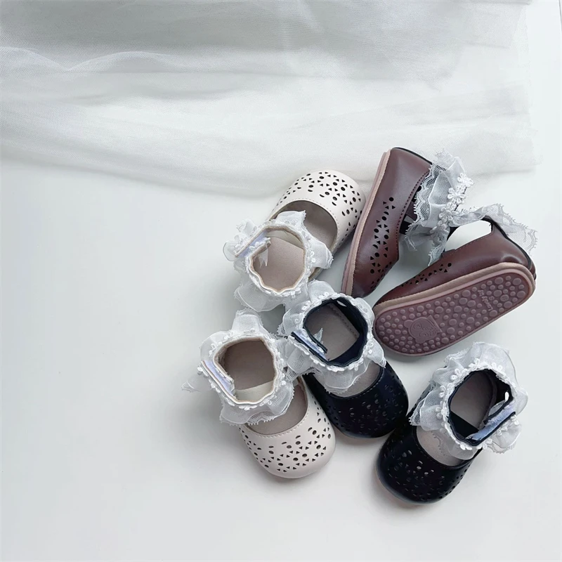 Zapatos antideslizantes para niñas con encaje de princesa - imagen 4
