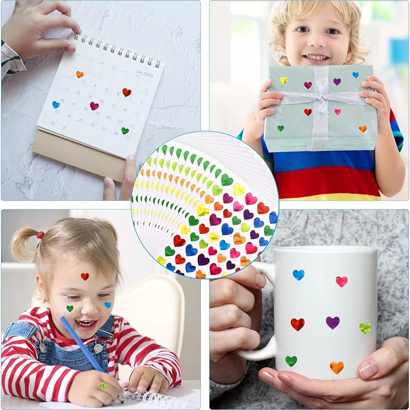 Pegatinas infantiles para papelería - corazones y estrellas láser - imagen 3