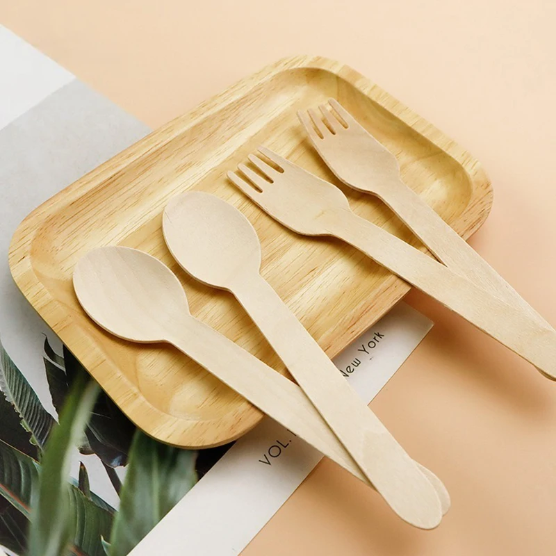 ZYF cubiertos de madera desechables para merienda campestre y fiestas - imagen 4