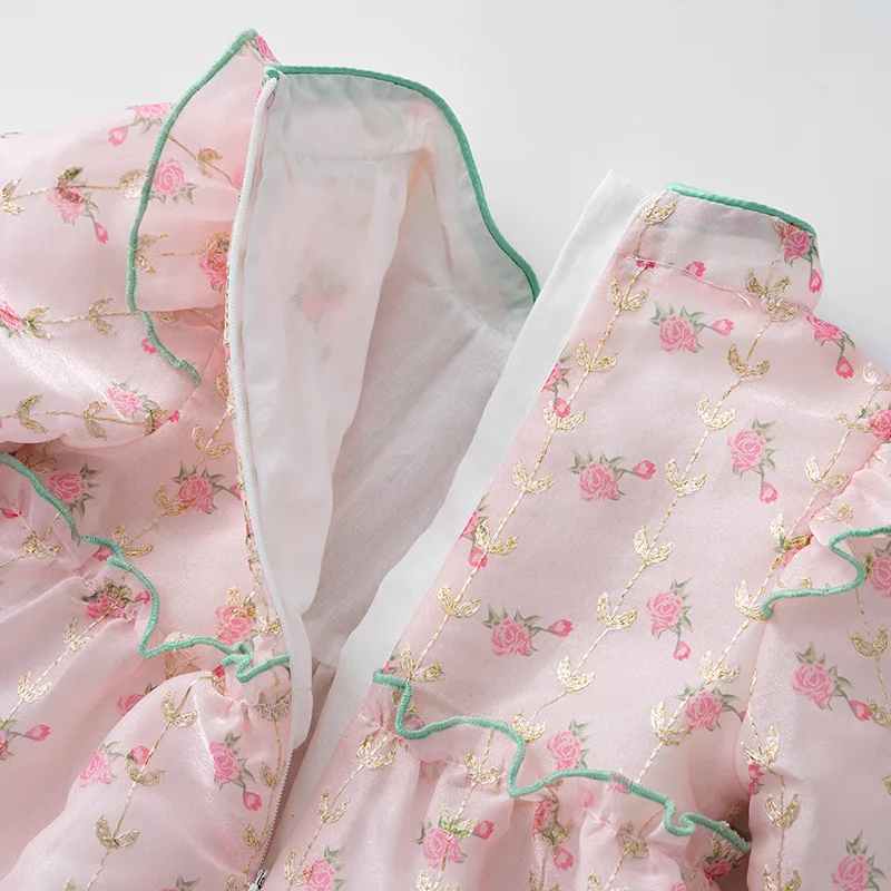 Vestido floral de punto para niña – Manga larga de algodón - imagen 4
