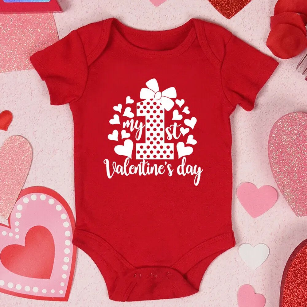 Mameluco algodón rojo San Valentín para bebé recién nacido - imagen 5