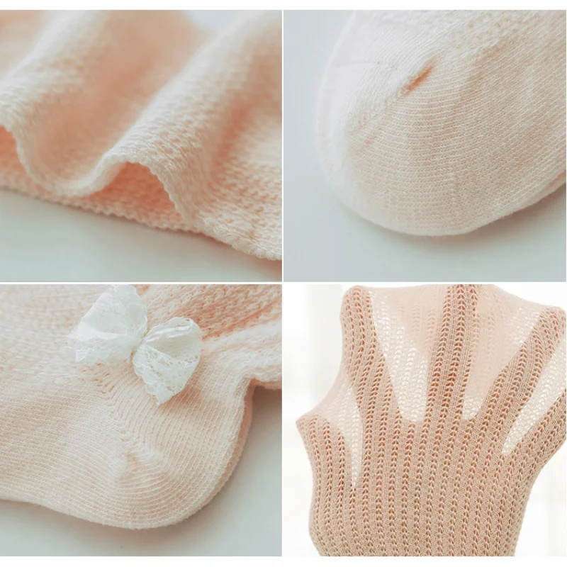 Calcetines altos de encaje con lazo para niña recién nacida - imagen 5
