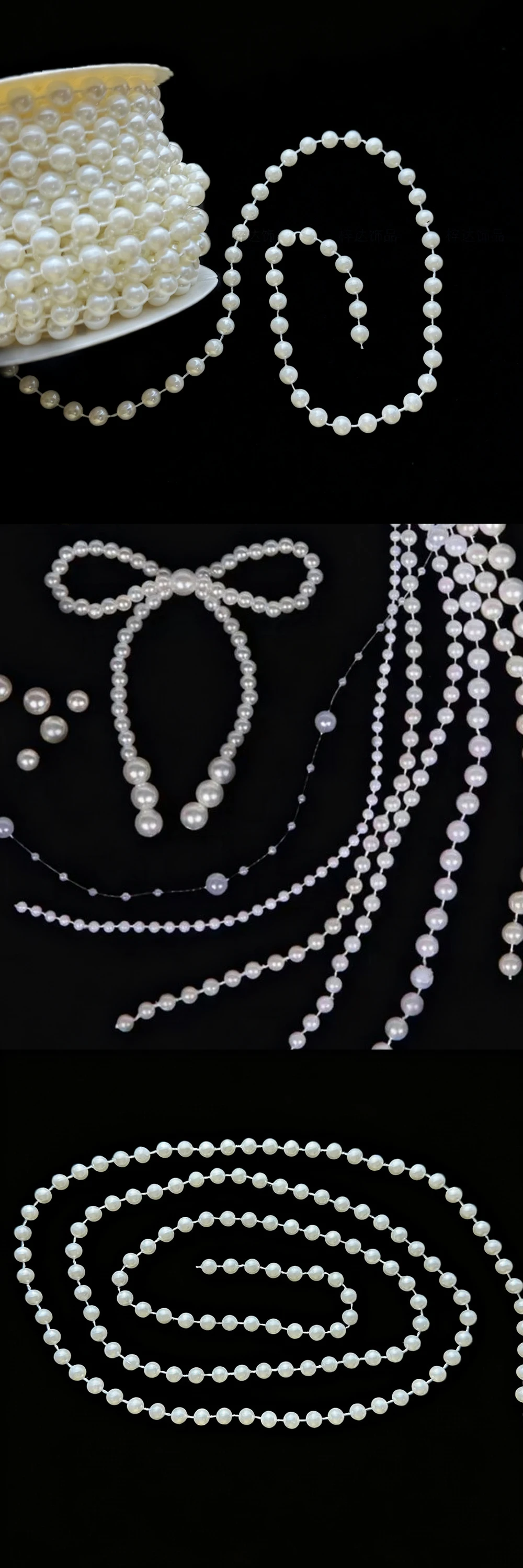 Cadena de perlas simuladas en tonos blancos y claros