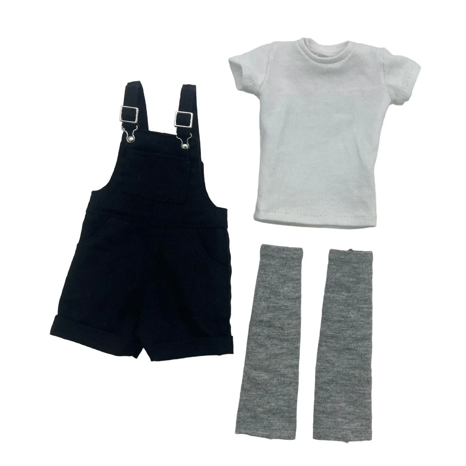 Conjunto de ropa para muñeco de acción con peto corto y calcetines