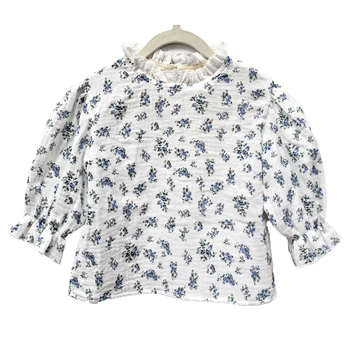 Camiseta de manga larga con volantes en color apricot para niña