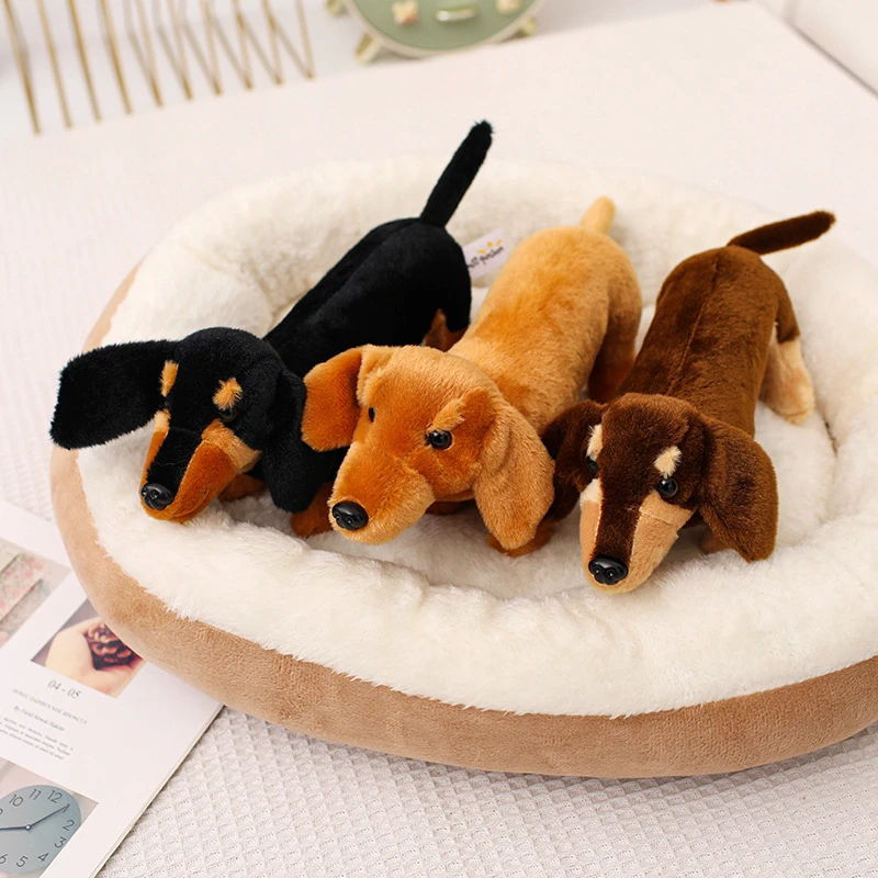 Peluche perro salchicha Black & Tan realista Donlas para niños - imagen 4