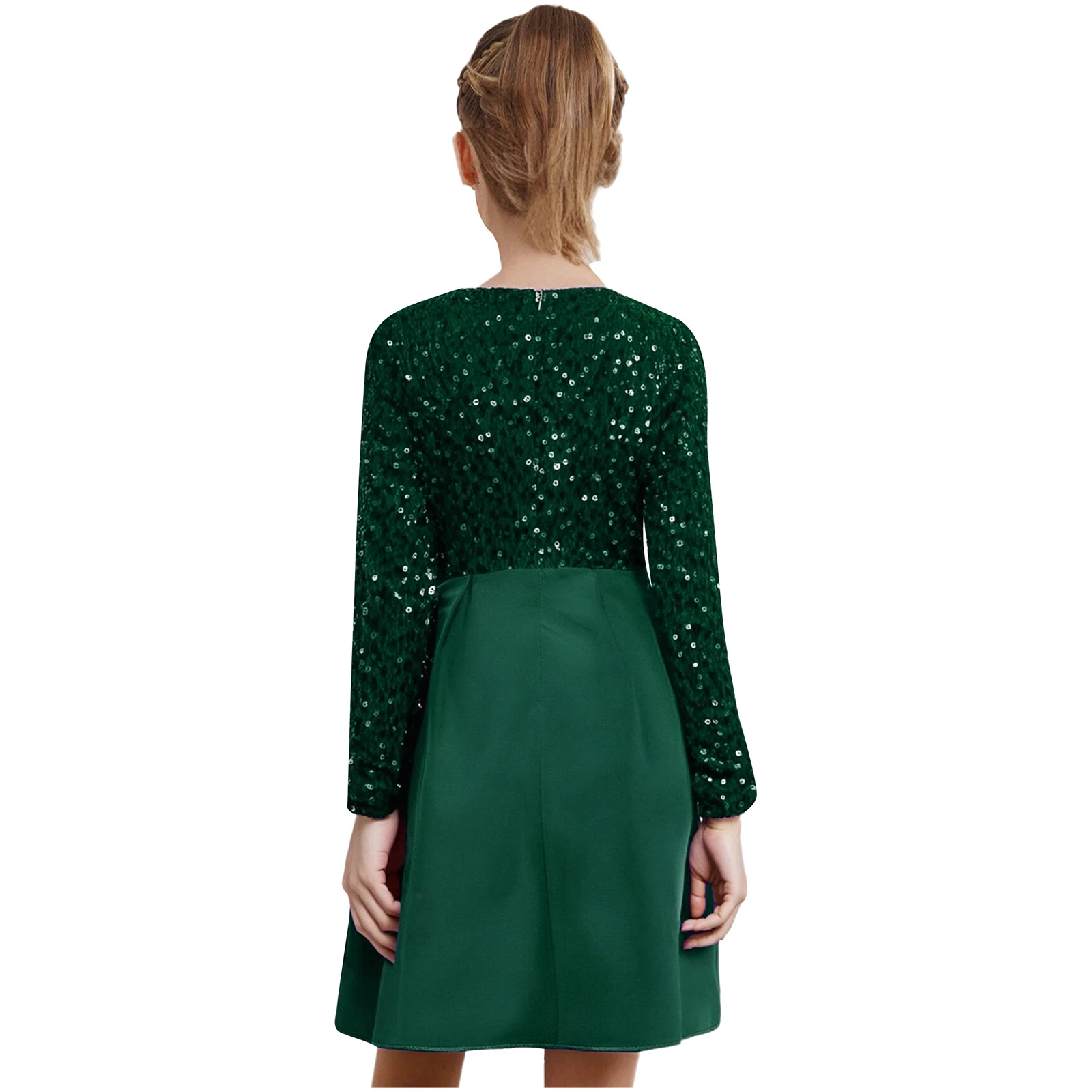 Vestido plisado floral para niña con cinturón y lentejuelas Navidad - imagen 4