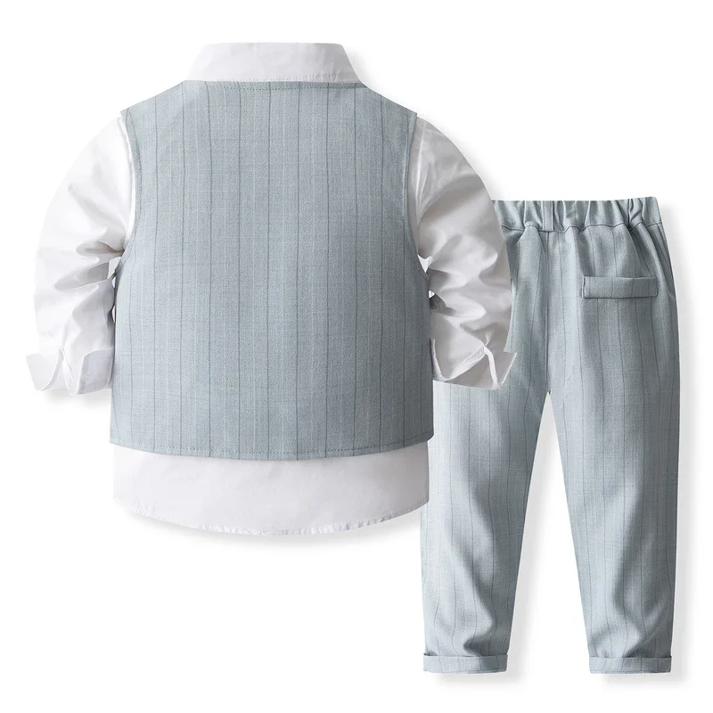 Traje de niño caballero de algodón con chaleco y corbata primavera - imagen 5