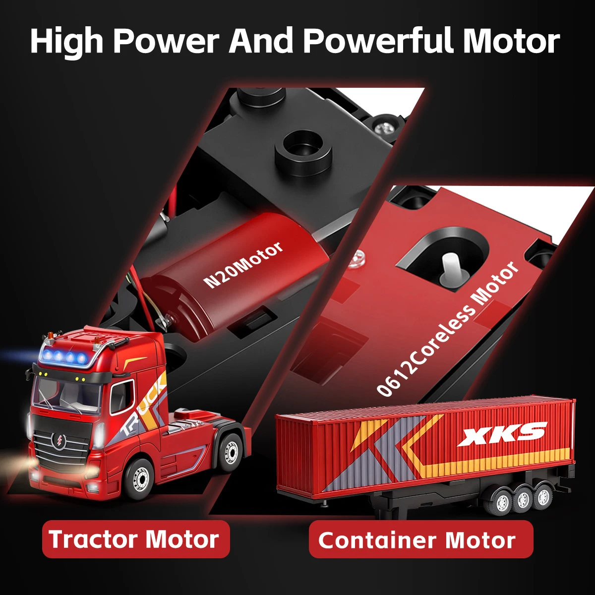 WLtoys 6408 camión tractor RC con luces y contenedor elevable 4WD - imagen 2