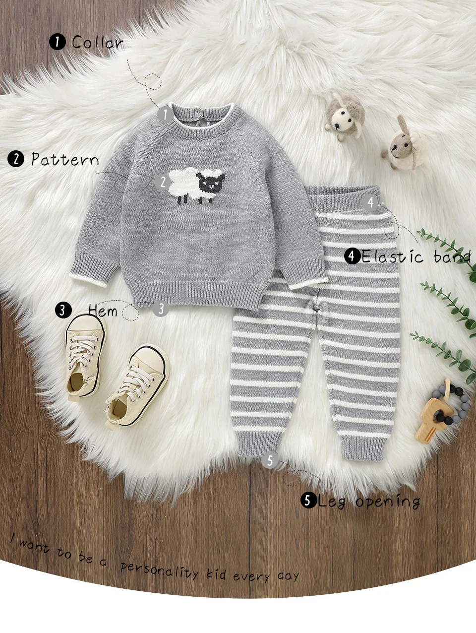 Conjunto con top de manga larga y pantalón para vestir al bebé