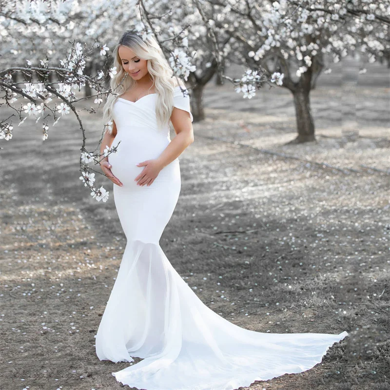 Vestido de maternidad de gasa para sesión de fotos de embarazo - imagen 2