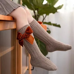 Calcetines largos con lazo para niñas - Algodón suave y cómodo