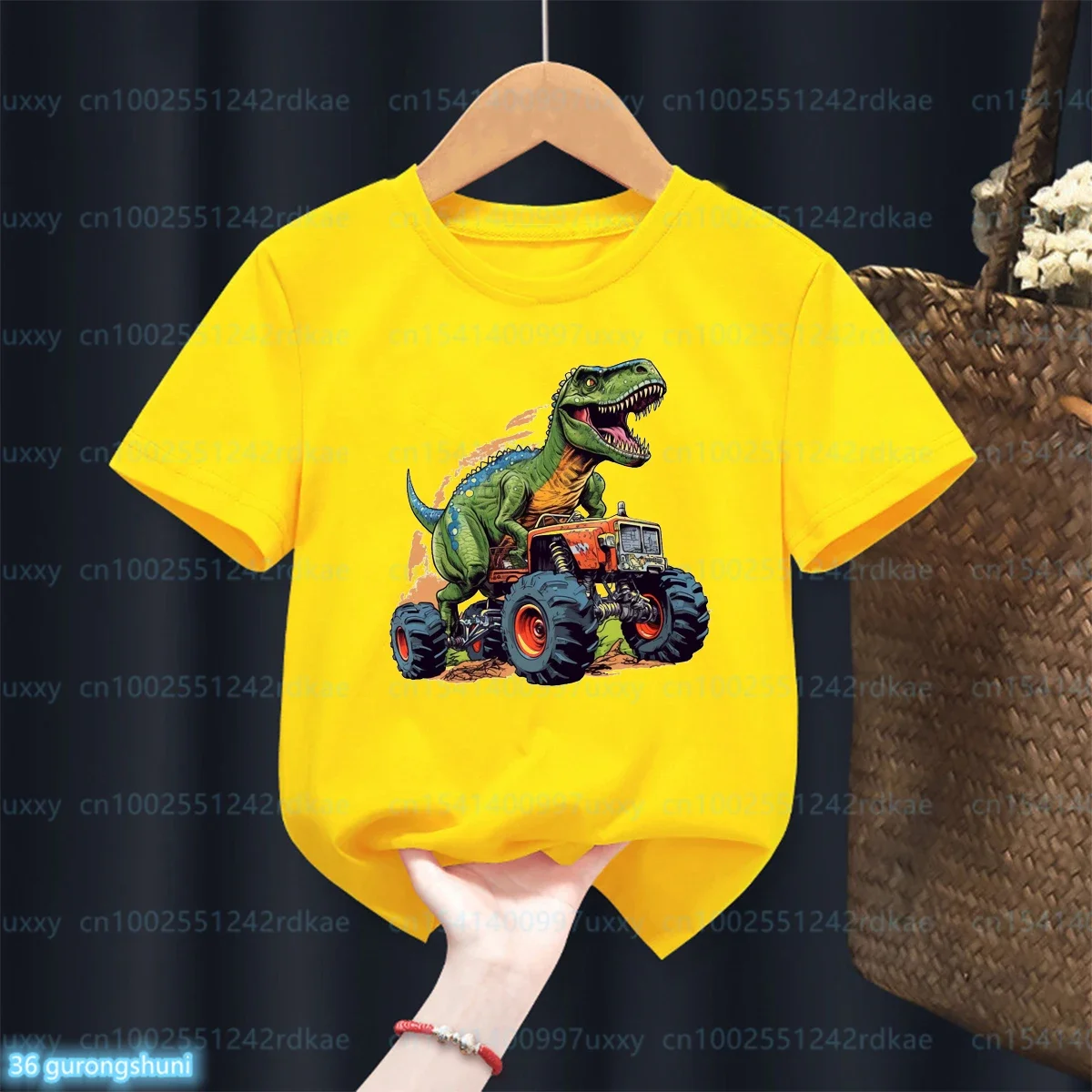 Camiseta motociclista niños manga corta – estampado amarillo - imagen 2