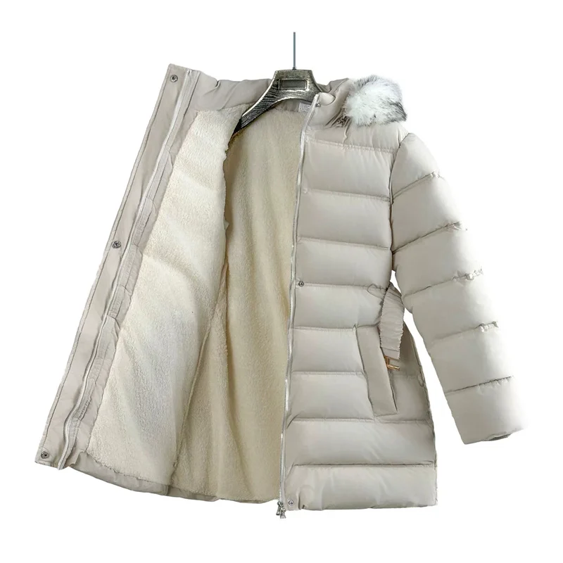Abrigo de terciopelo para niña con capucha – invierno cálido - imagen 2