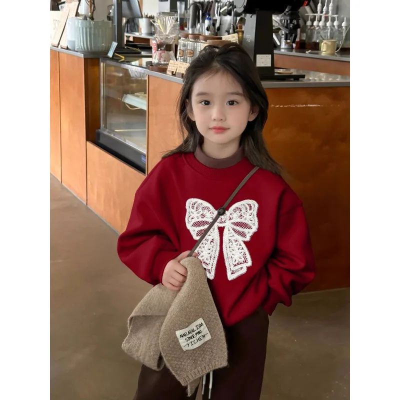 Jersey de primavera con lazo estilo dulce para niñas y niños - imagen 4