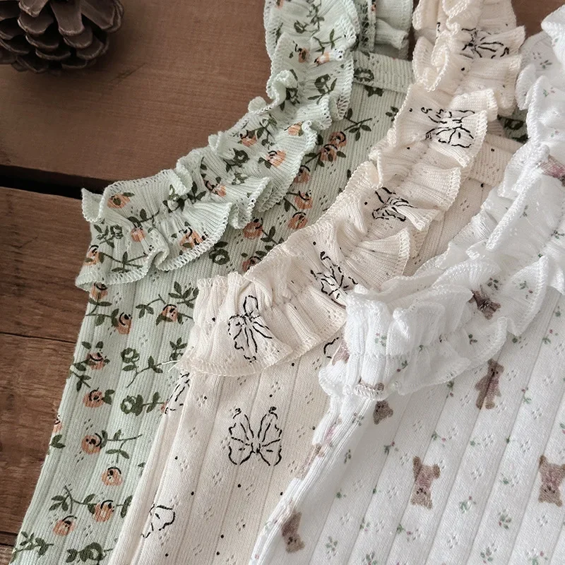 Conjunto floral bebé sin mangas con volantes 0-4 años - imagen 3